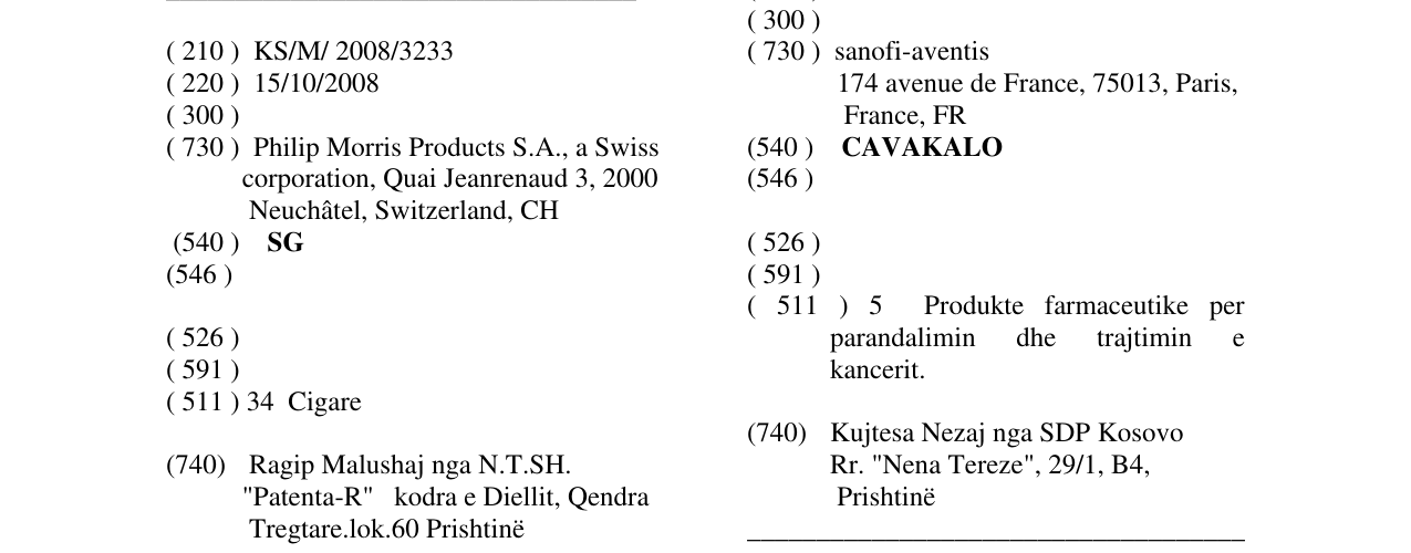 Zëri i markës SG në buletin