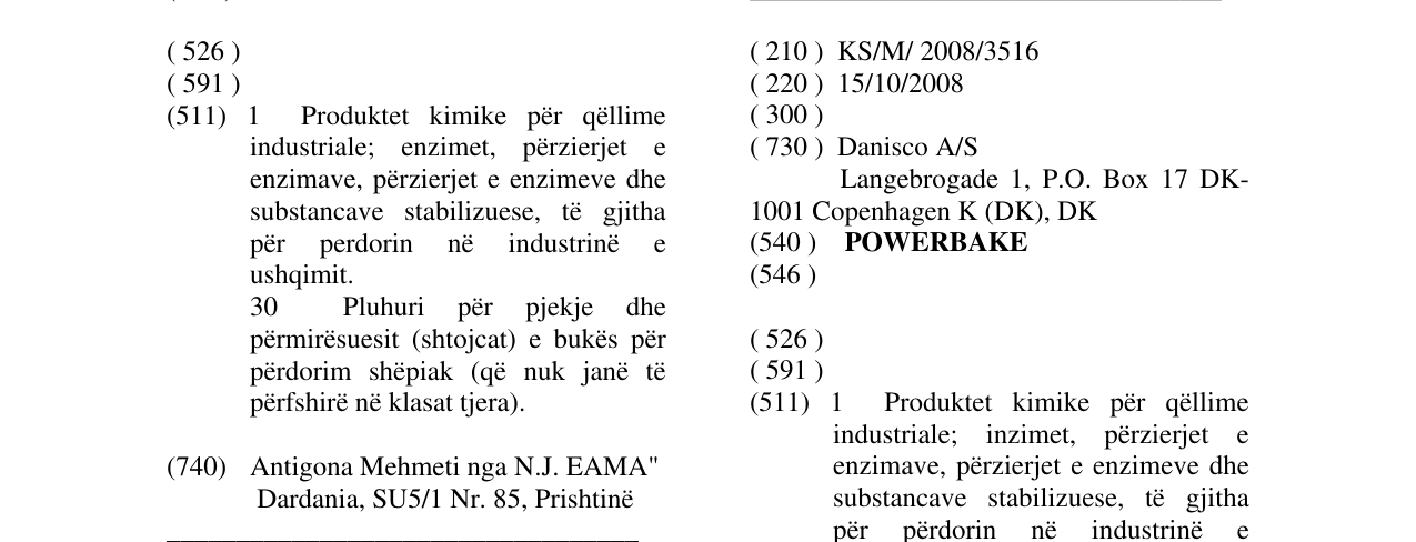 Zëri i markës POWERBAKE në buletin