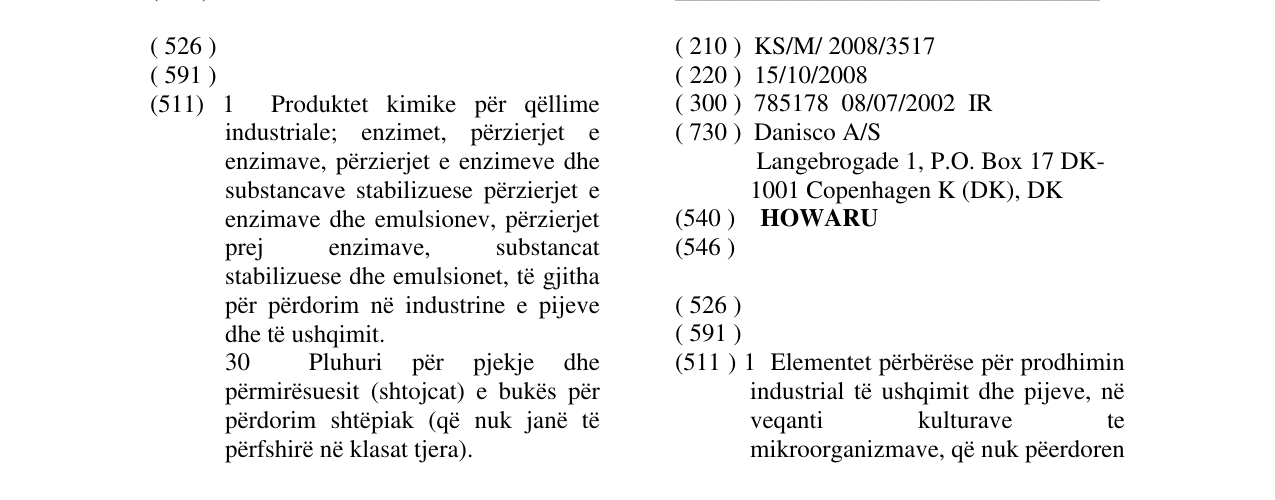 Zëri i markës HOWARU në buletin