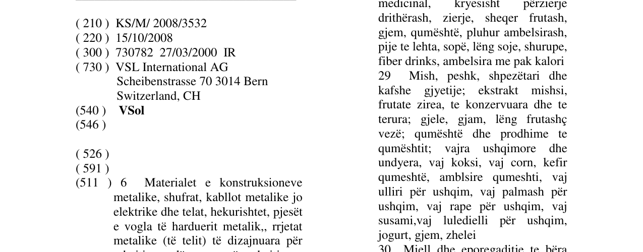 Zëri i markës VSol në buletin