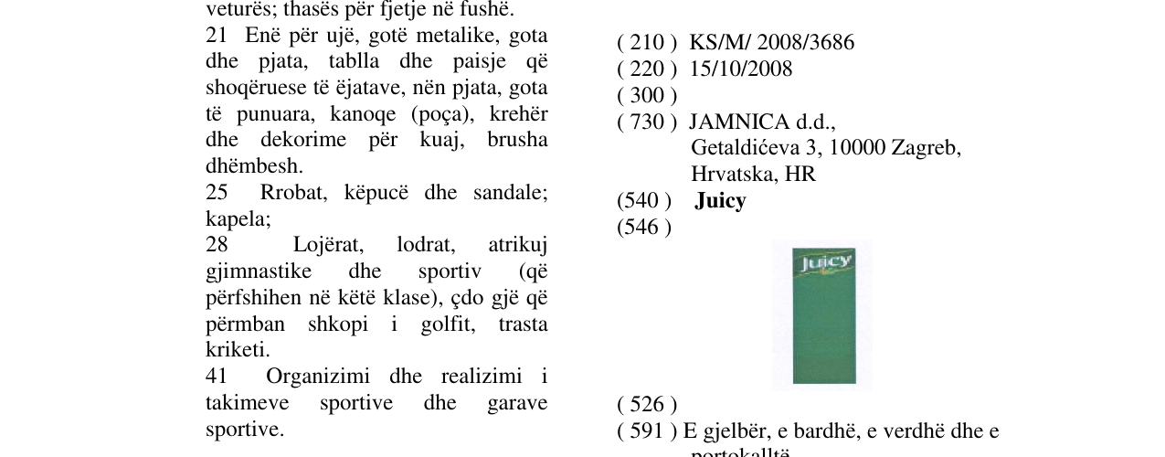 Zëri i markës Juicy në buletin
