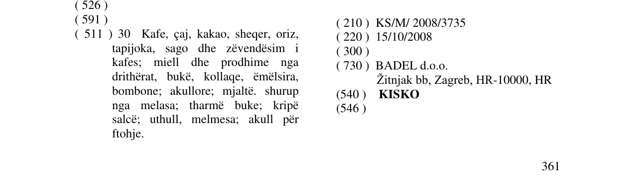 Zëri i markës KISKO në buletin