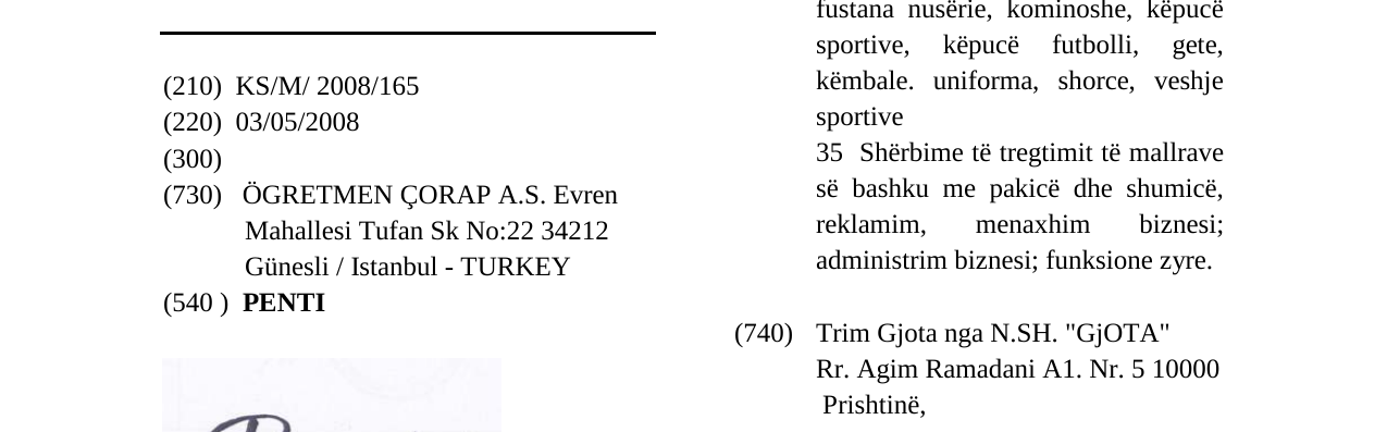 Zëri i markës PENTI në buletin
