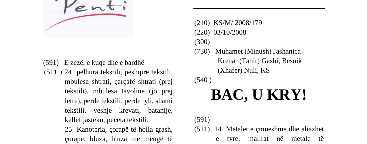 Zëri i markës BAC, U KRY! në buletin