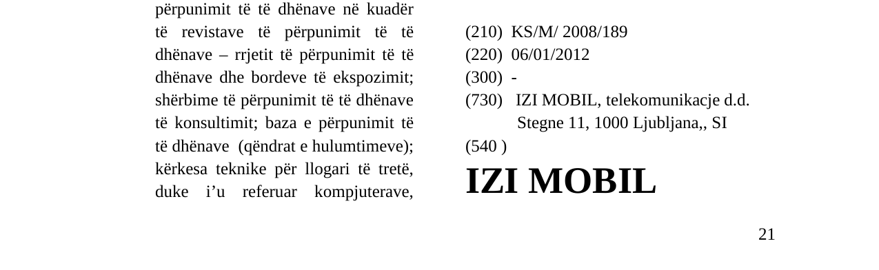 Zëri i markës IZI MOBIL në buletin