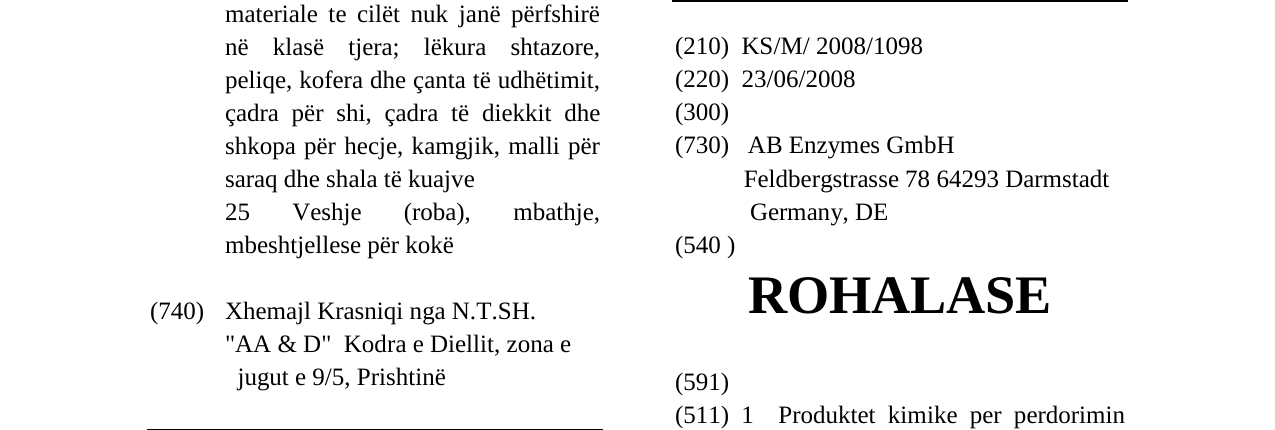 Zëri i markës ROHALASE në buletin