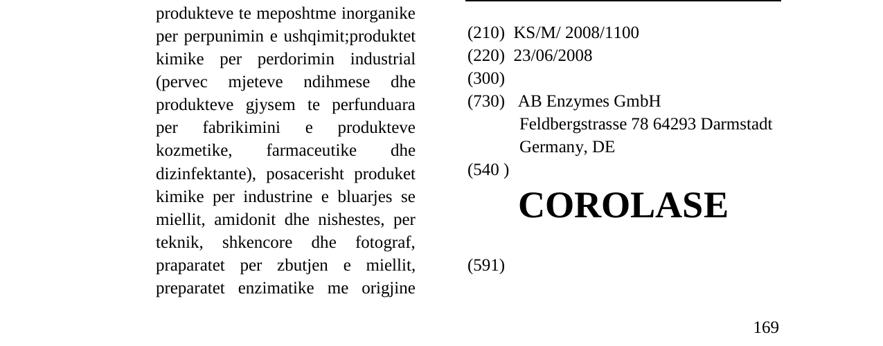 Zëri i markës COROLASE në buletin