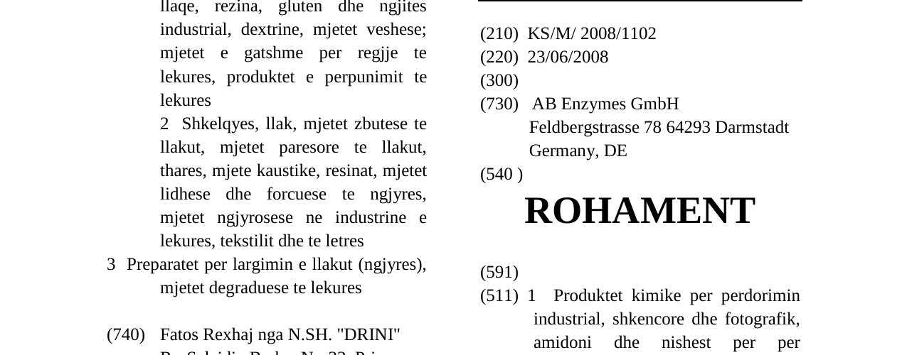 Zëri i markës ROHAMENT në buletin
