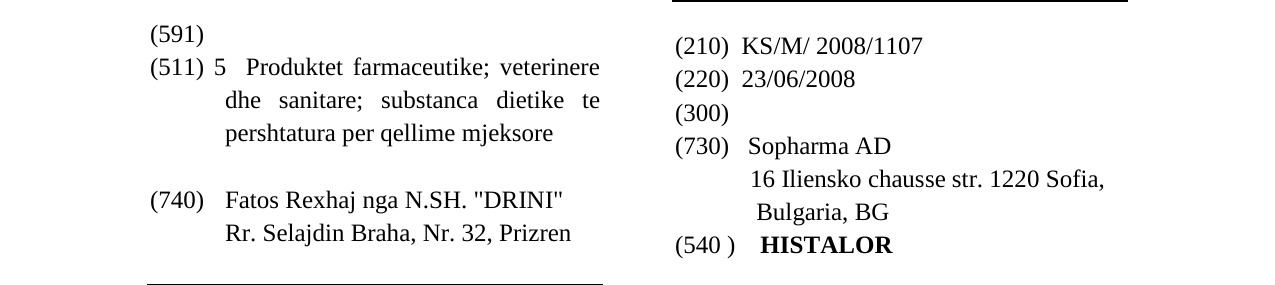 Zëri i markës HISTALOR në buletin