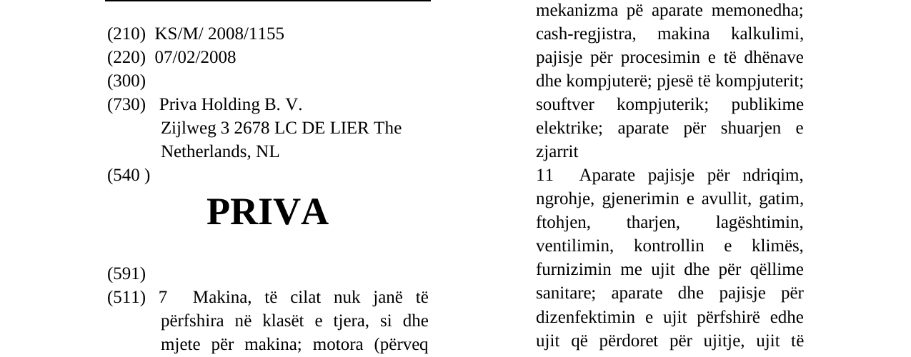 Zëri i markës PRIVA në buletin