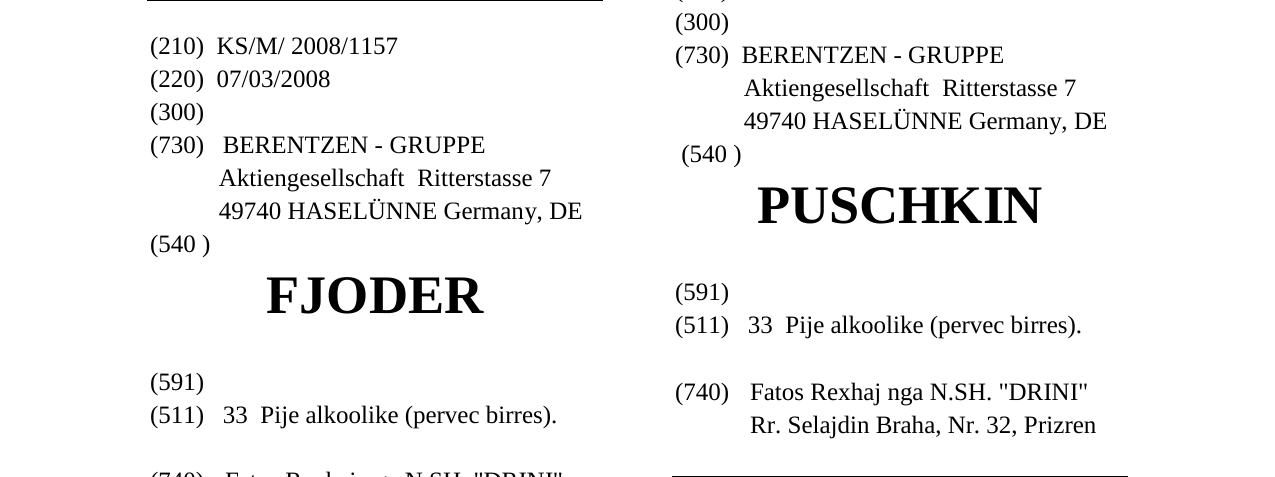 Zëri i markës FJODER në buletin