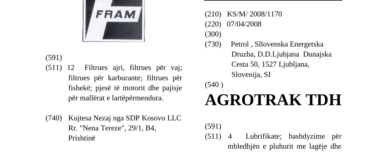 Zëri i markës AGROTRAK TDH në buletin