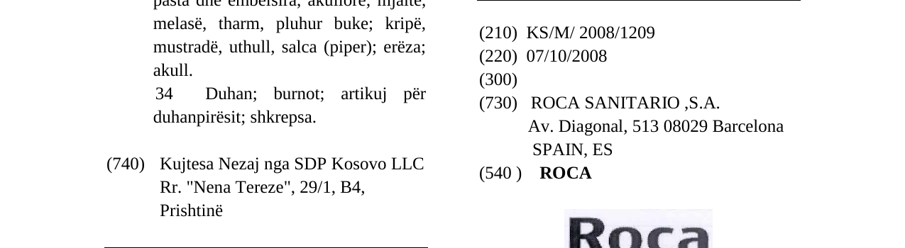 Zëri i markës ROCA në buletin