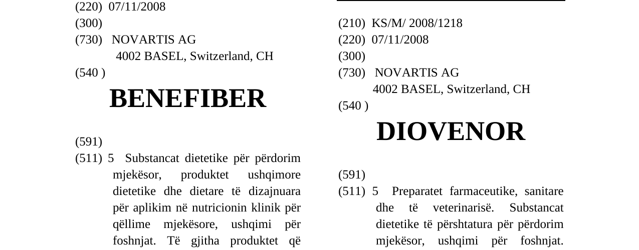 Zëri i markës DIOVENOR në buletin