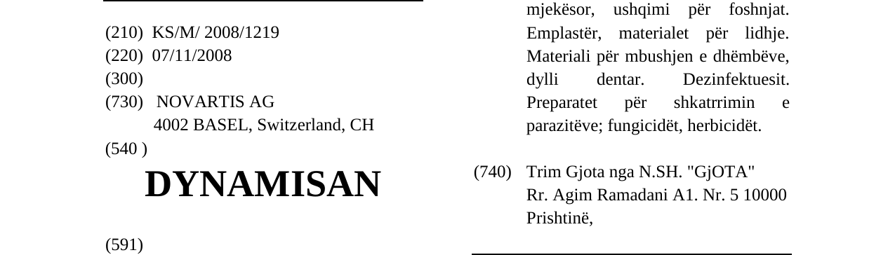 Zëri i markës DYNAMISAN në buletin
