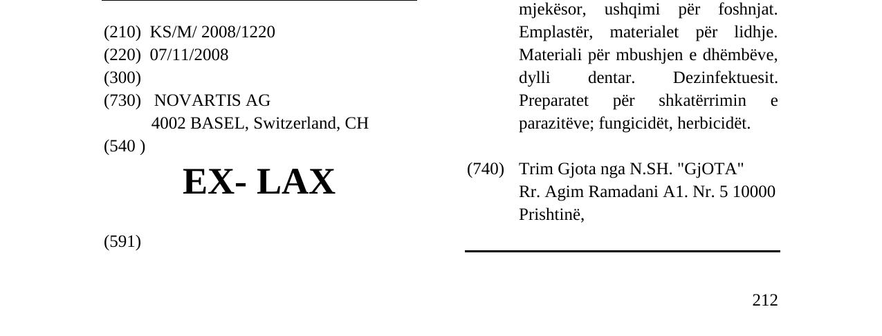 Zëri i markës EX- LAX në buletin