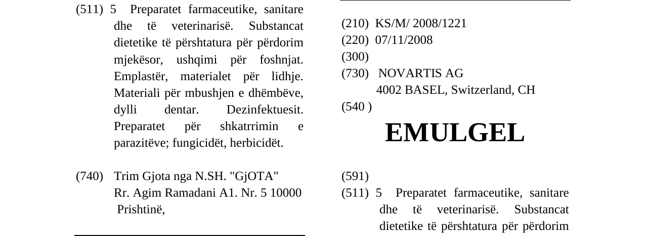 Zëri i markës EMULGEL në buletin