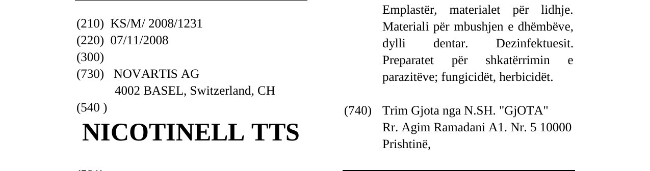 Zëri i markës NICOTINELL TTS në buletin
