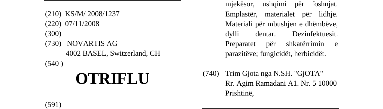 Zëri i markës OTRIFLU në buletin