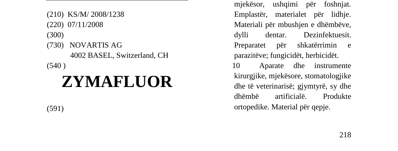 Zëri i markës ZYMAFLUOR në buletin