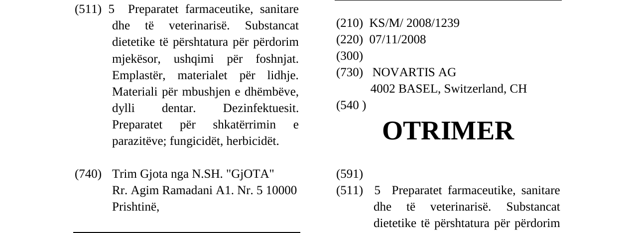 Zëri i markës OTRIMER në buletin
