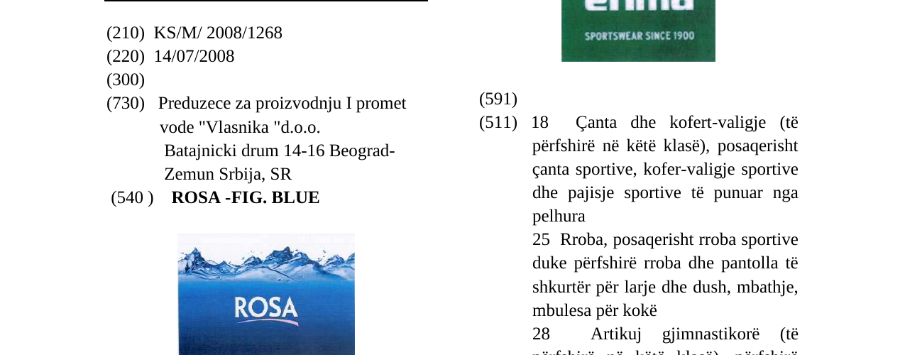 Zëri i markës ROSA - FIG. BLUE në buletin