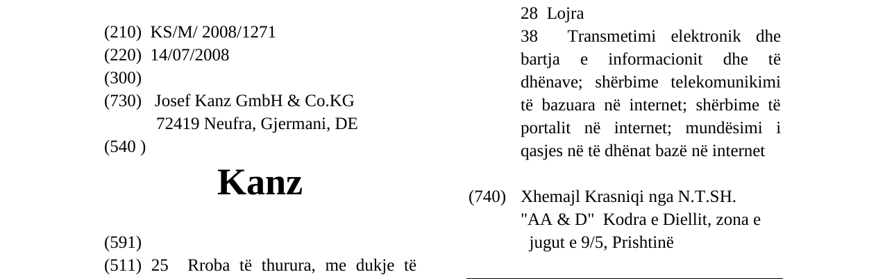 Zëri i markës Kanz në buletin