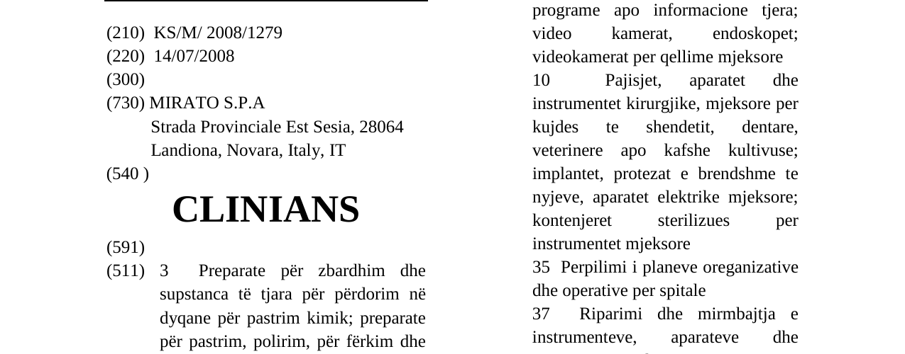 Zëri i markës CLINIANS në buletin