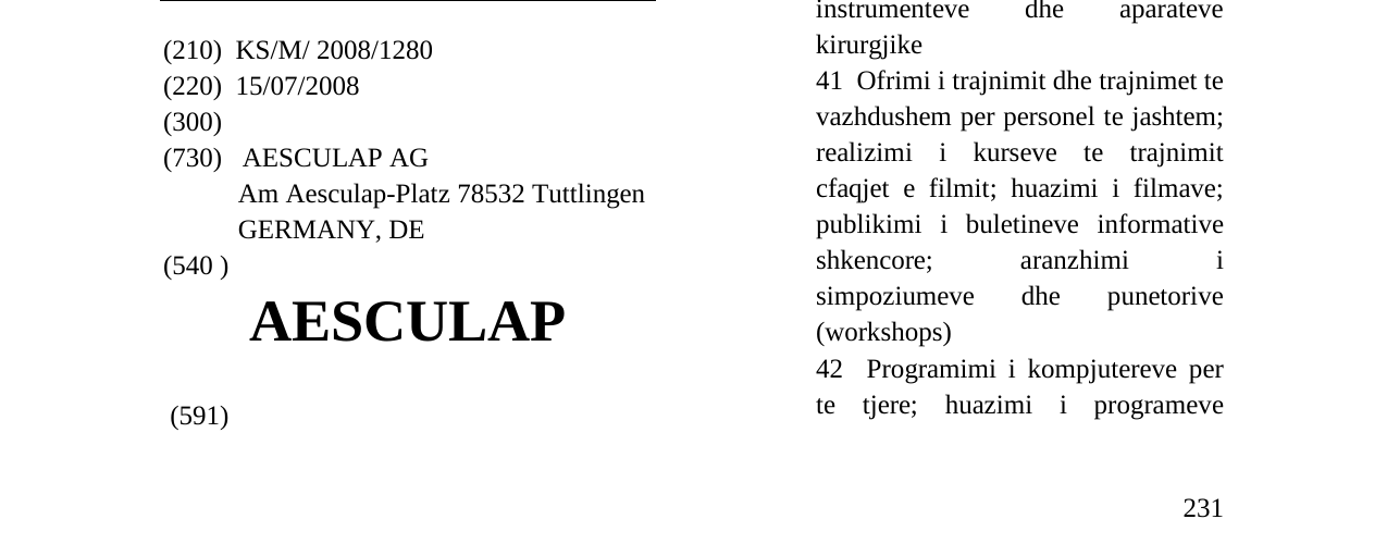 Zëri i markës AESCULAP në buletin