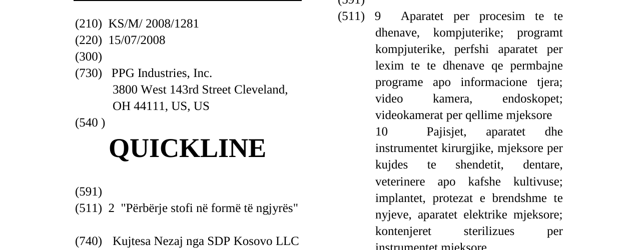 Zëri i markës QUICKLINE në buletin