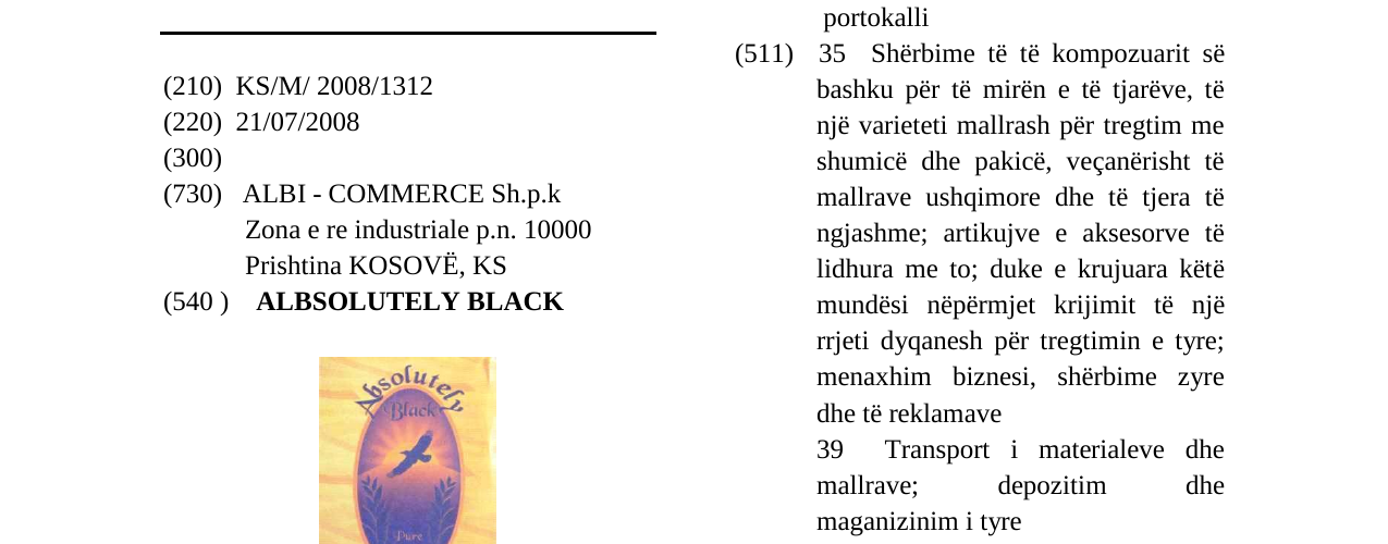 Zëri i markës ALBSOLUTELY BLACK në buletin