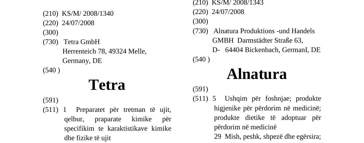 Zëri i markës Tetra në buletin