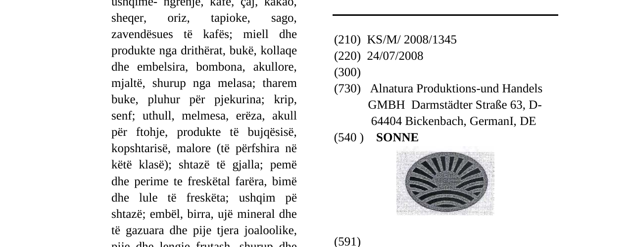 Zëri i markës SONNE në buletin