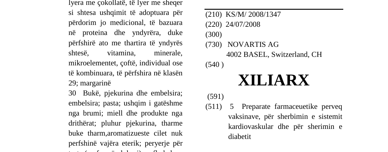 Zëri i markës XILIARX në buletin