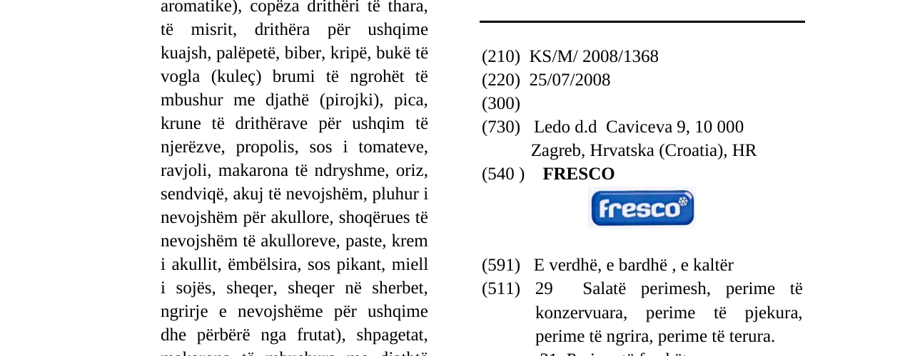 Zëri i markës FRESCO në buletin