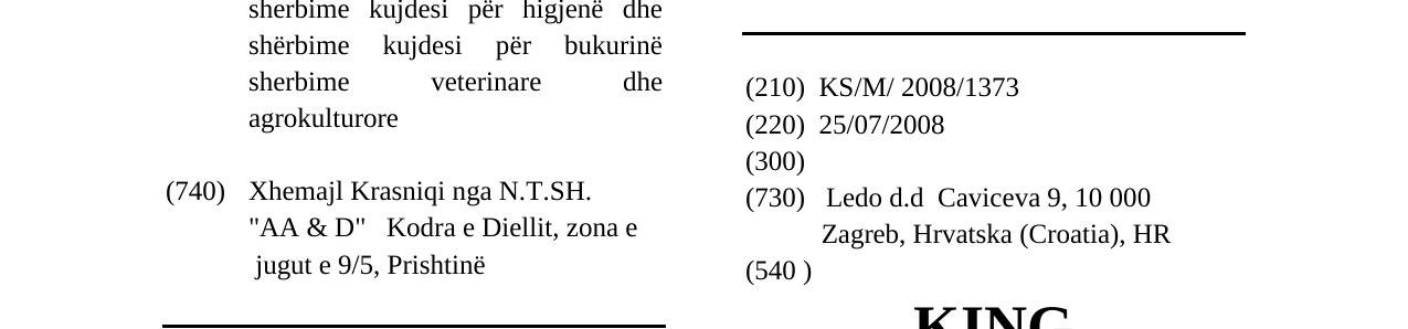 Zëri i markës KING në buletin
