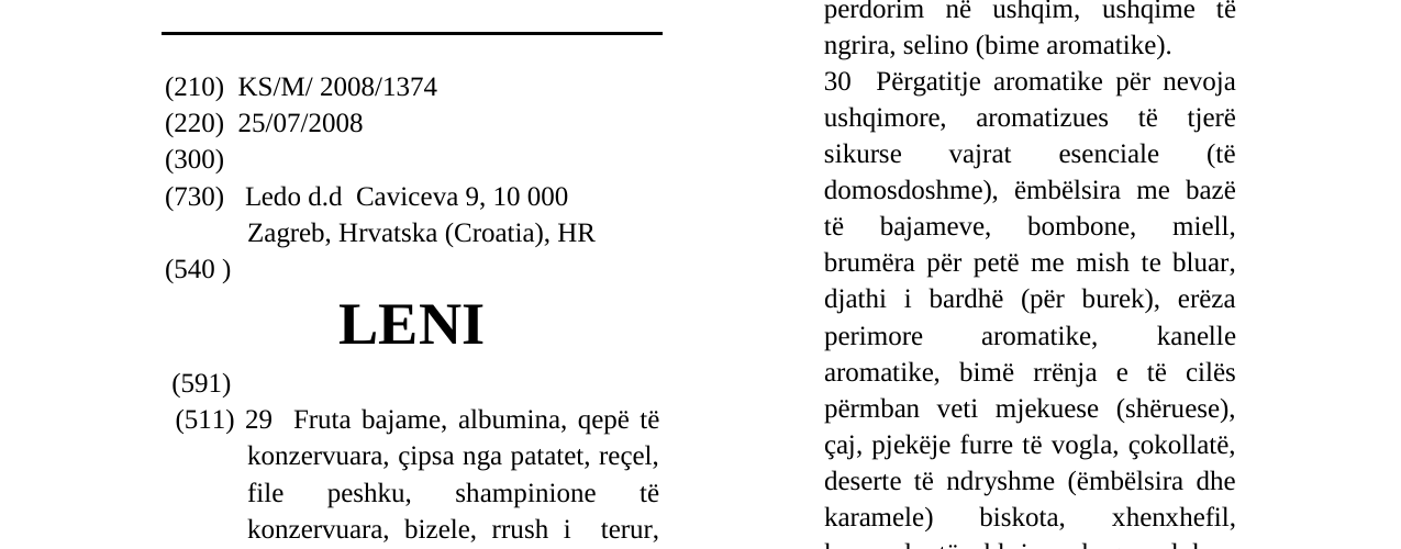 Zëri i markës LENI në buletin