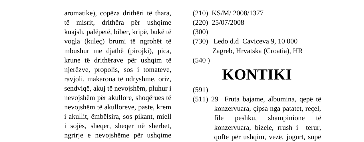 Zëri i markës KONTIKI në buletin