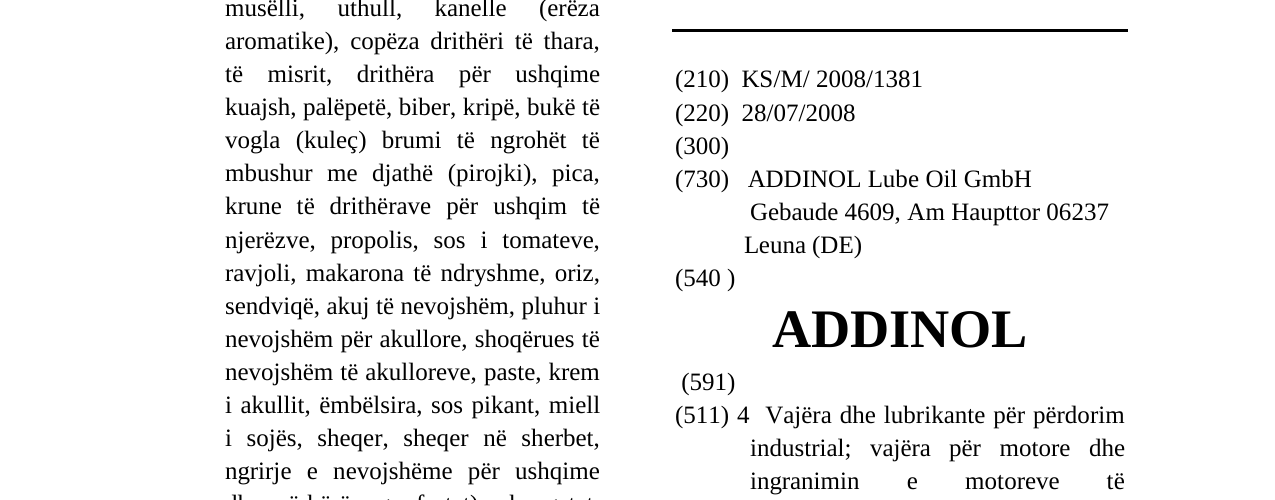 Zëri i markës ADDINOL në buletin