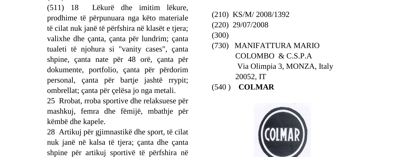 Zëri i markës COLMAR në buletin