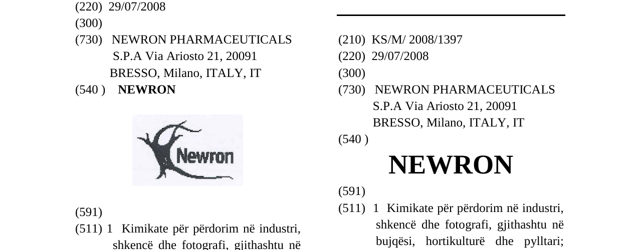 Zëri i markës NEWRON në buletin