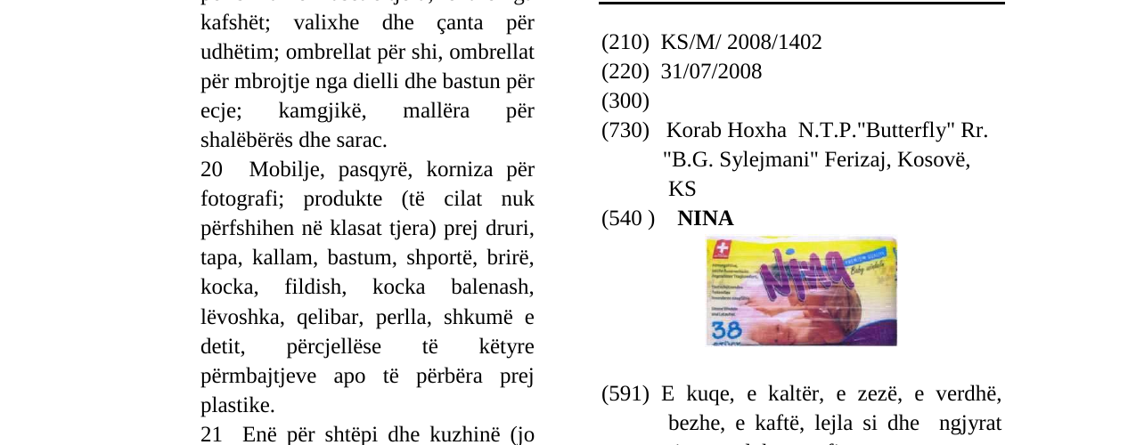 Zëri i markës NINA në buletin