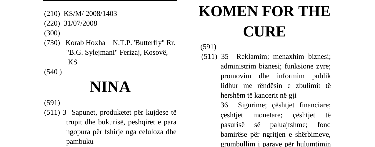 Zëri i markës NINA në buletin