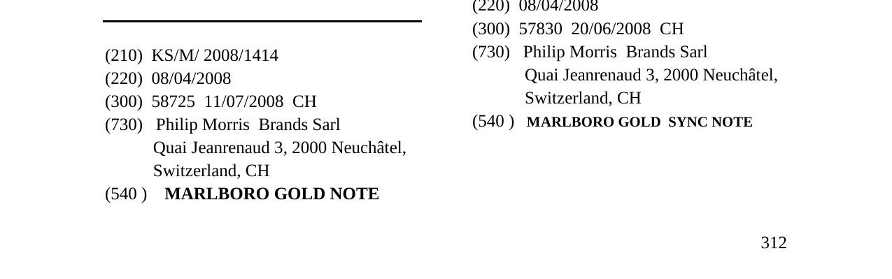 Zëri i markës MARLBORO GOLD NOTE në buletin