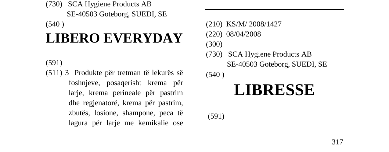 Zëri i markës LIBRESSE në buletin