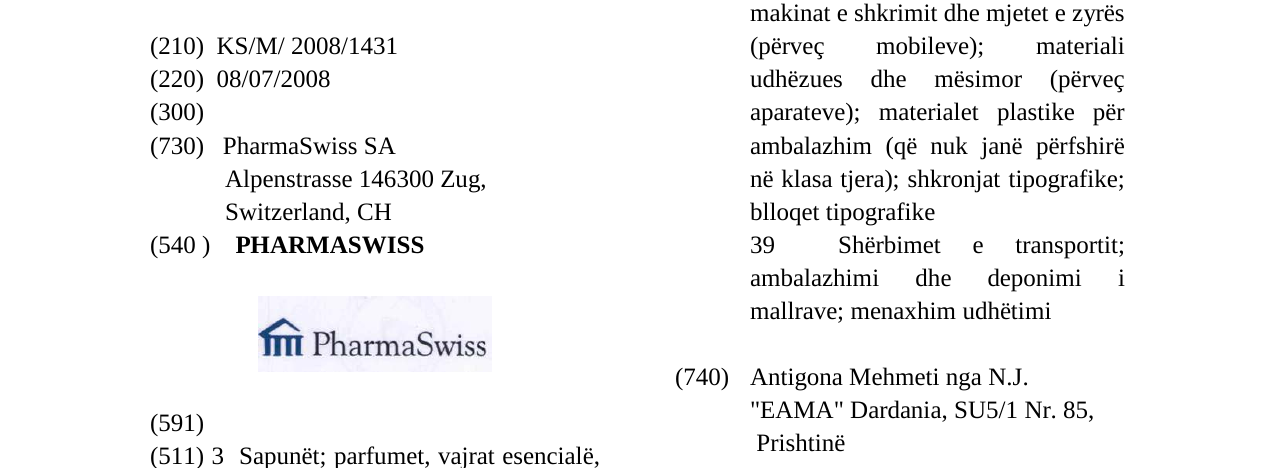 Zëri i markës PHARMASWISS në buletin