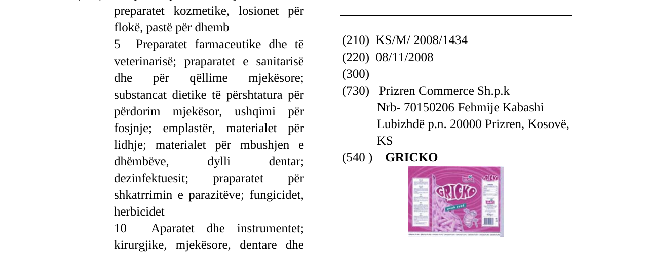 Zëri i markës GRICKO në buletin