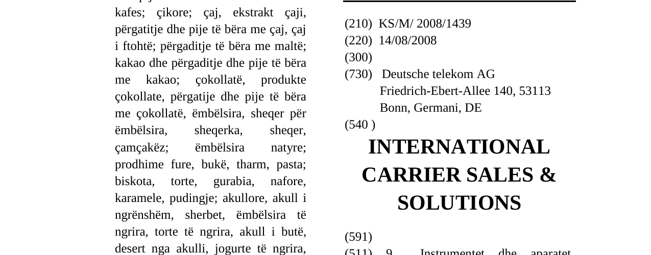 Zëri i markës INTERNATIONAL CARRIER SALES & SOLUTIONS në buletin