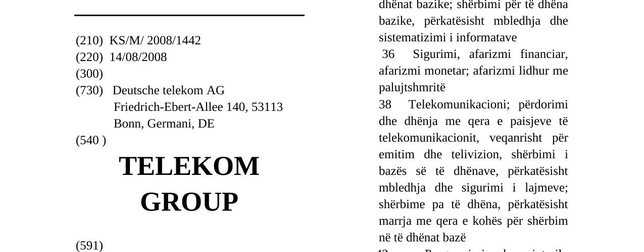 Zëri i markës TELEKOM GROUP në buletin