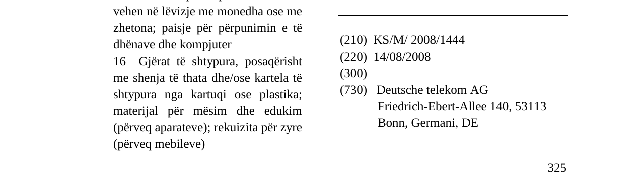 Zëri i markës 4 DIGITS IN REIHE HOCH ( HORIZONTAL) në buletin
